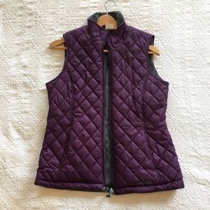 Purple quilted vest with faux fur lining